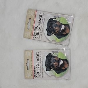Rottweiler Set of 2 Absorbent Car Coaster